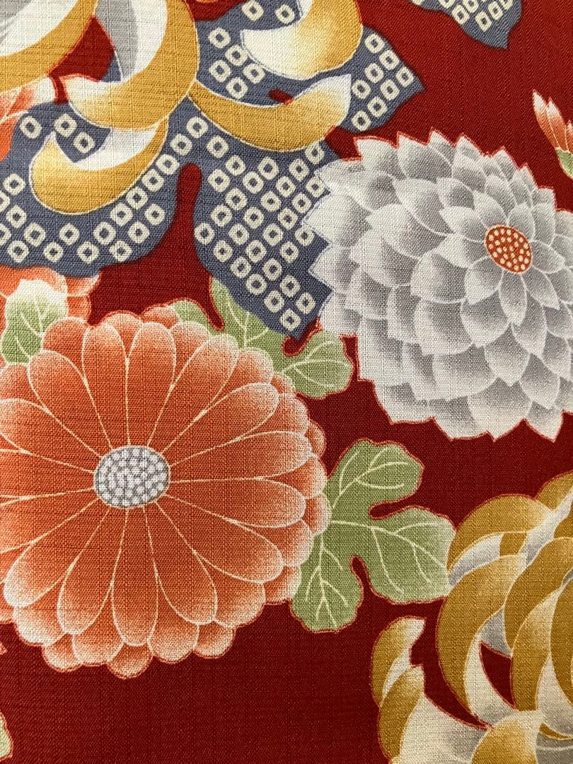 撫松庵　ポリエステル　レトロモダン　夏着物 洗える浴衣　菊　単品