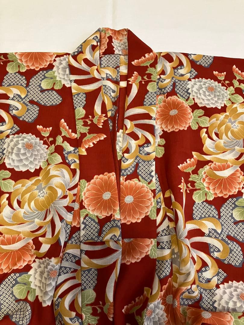 撫松庵　ポリエステル　レトロモダン　夏着物 洗える浴衣　菊　単品