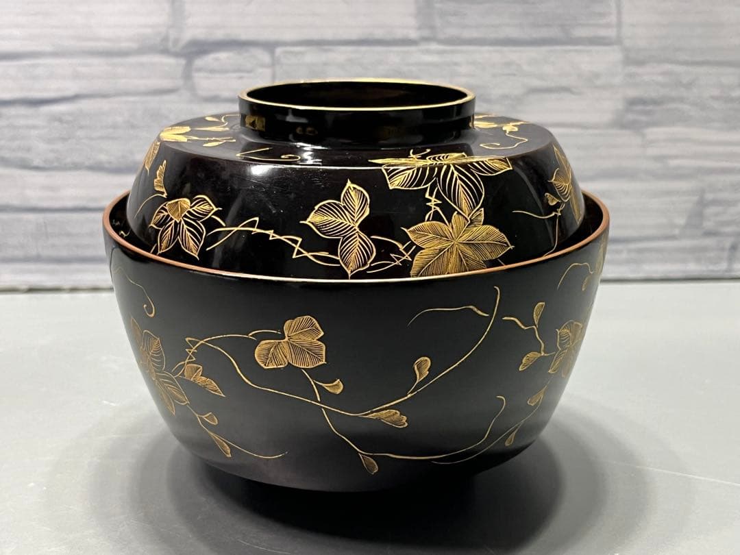 極上　輪島塗　沈金蒔絵　大きめ　吸物椀　煮椀　五客　木製　五客はラストです。