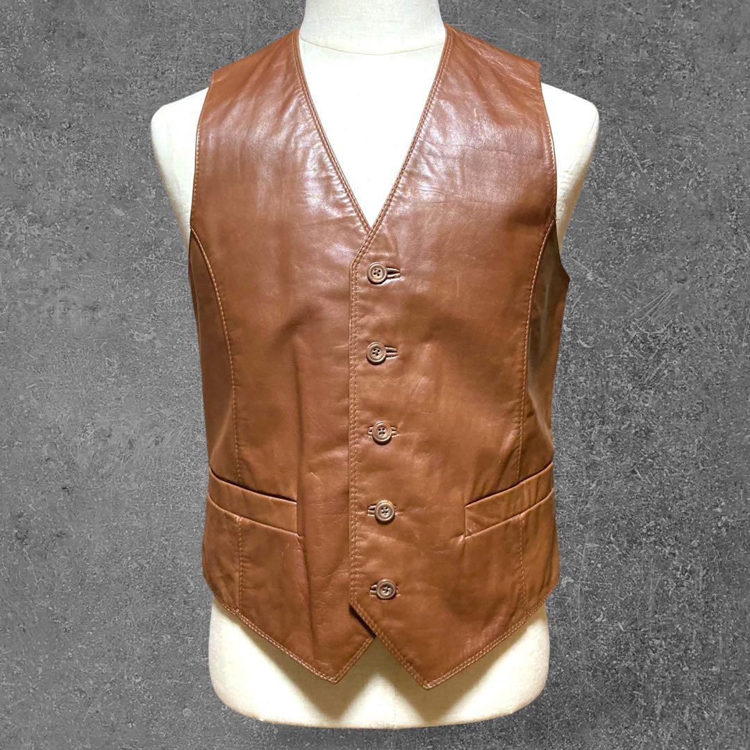 わと Vintage Vest ウイルソンズ レザー革ベストブラウンM
