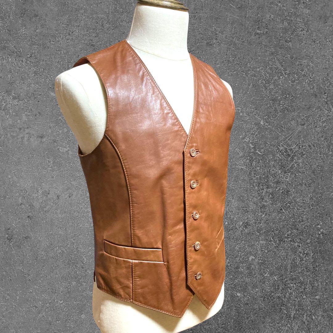 わと Vintage Vest ウイルソンズ レザー革ベストブラウンM