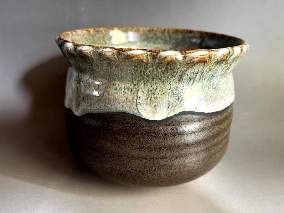 建水■高取釉建水 森岡嘉祥 作家物 共箱 お茶道具 古美術 時代物 骨董品■