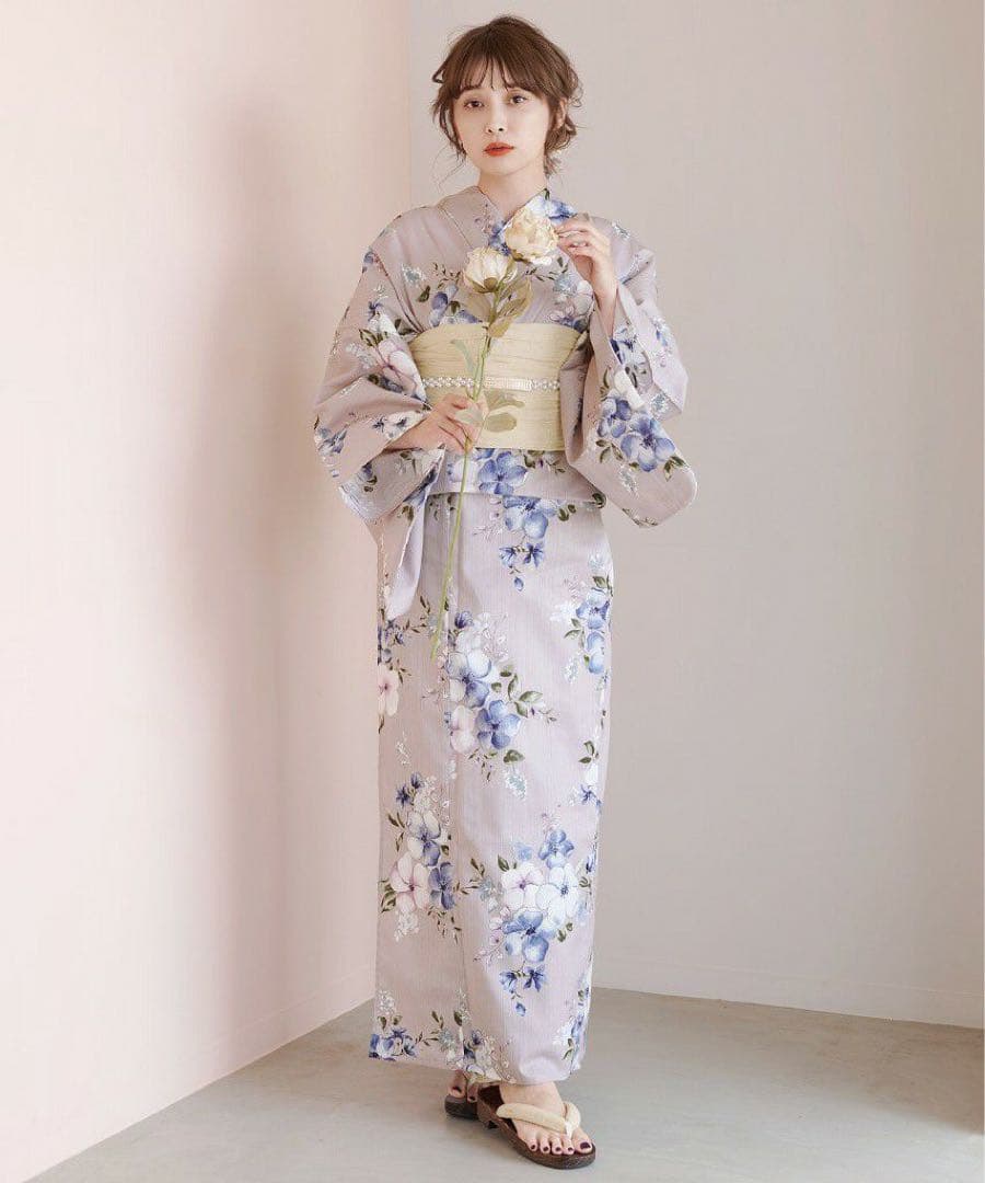 dita 浴衣 ecru pink flower