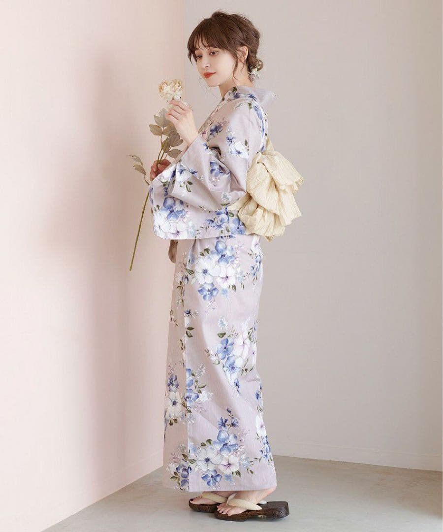 dita 浴衣 ecru pink flower