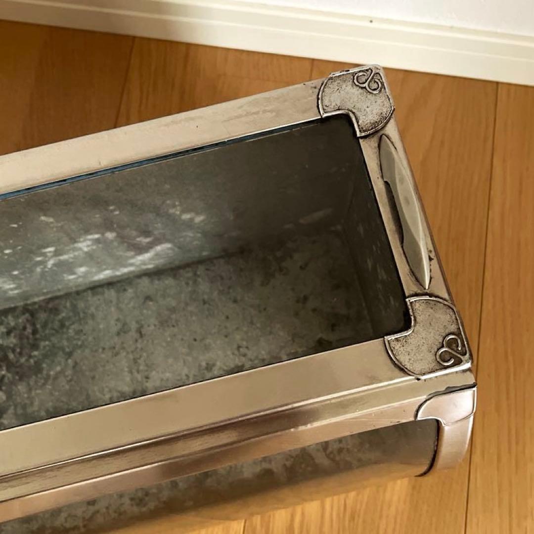 古道具　昭和レトロ　ブリキ　ショーケース　全面Rガラス　ディスプレイ