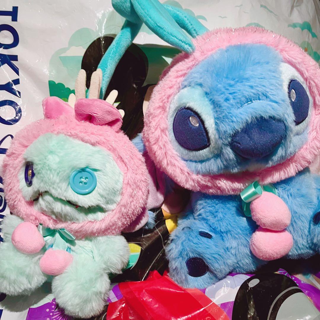 ディズニーストア　スティッチ　スクランプ　ぬいぐるみ　さくらんぼ