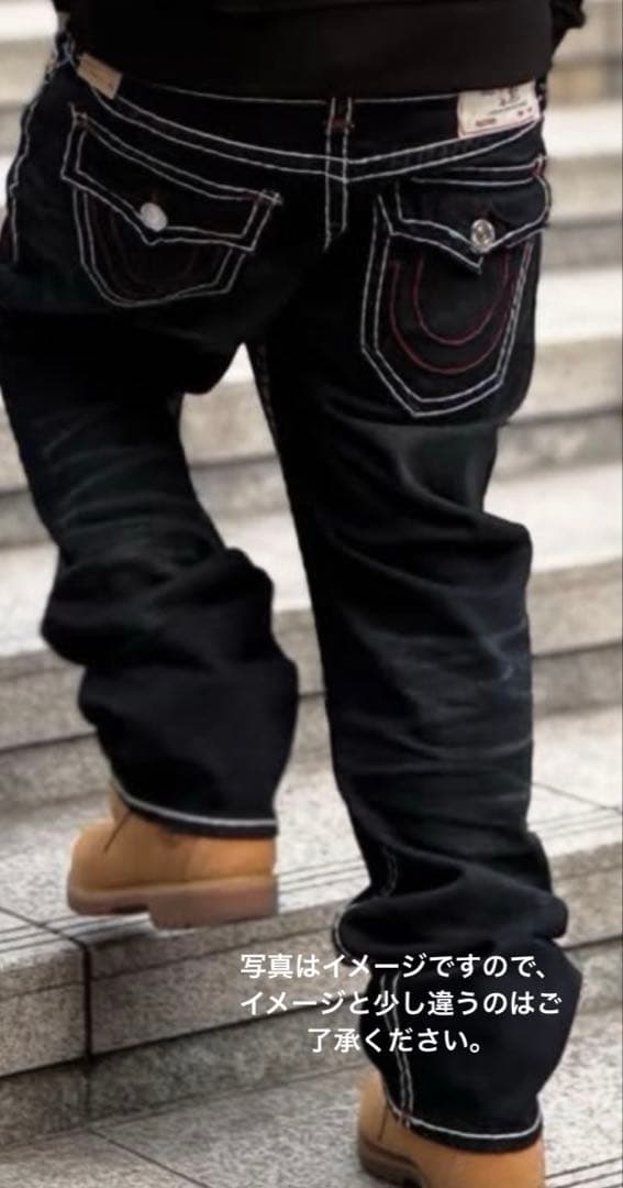 True Religion ブラックデニム　レッド　hiphop drip IO