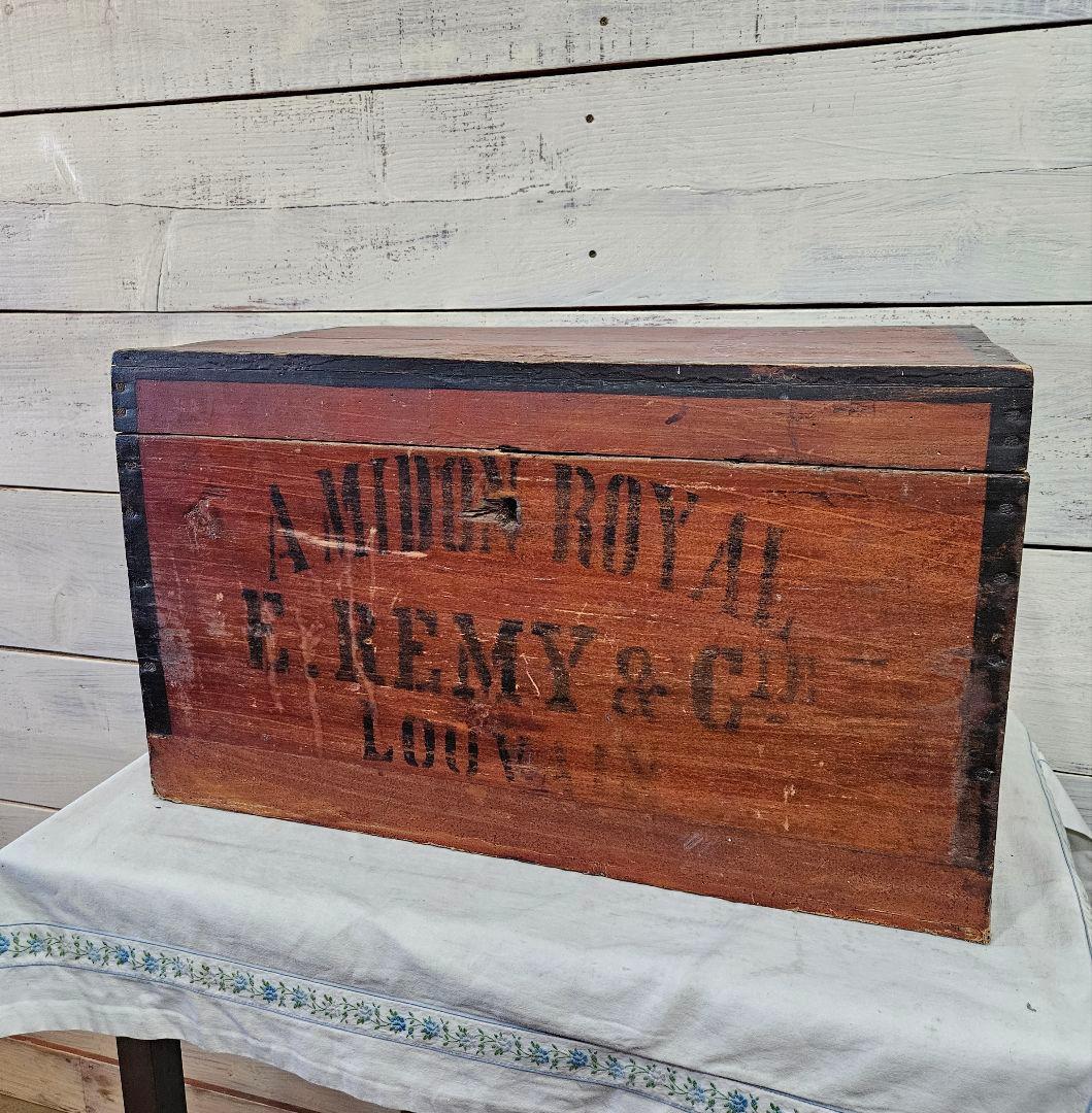 フランスアンティーク 古い木箱 AMIDON  シャビー 宝箱 収納