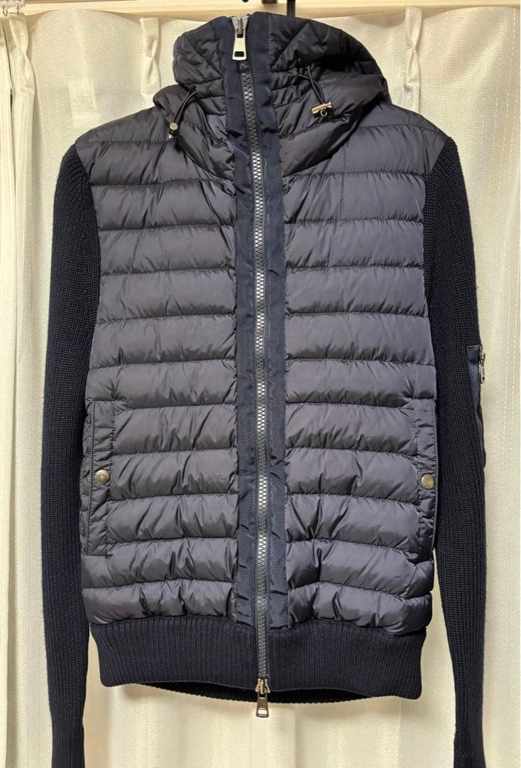 Moncler モンクレール ハイブリッドダウン　ニット フード付き ネイビー