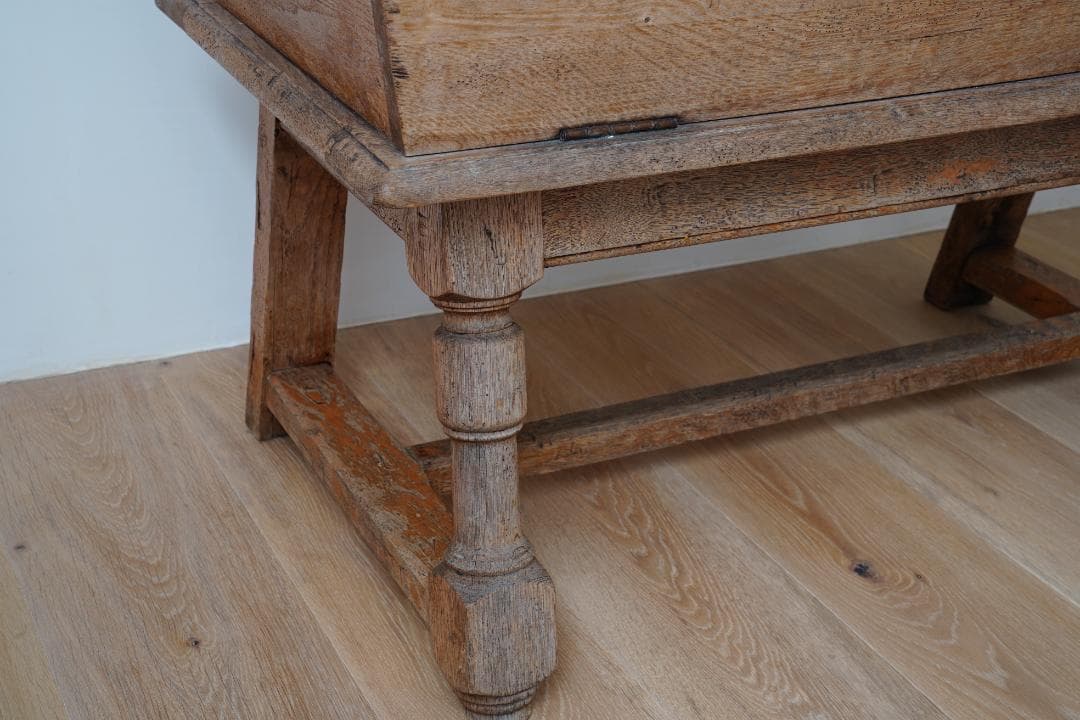 【値下げ】テーブル収納　アンティーク　オーク材　古道具