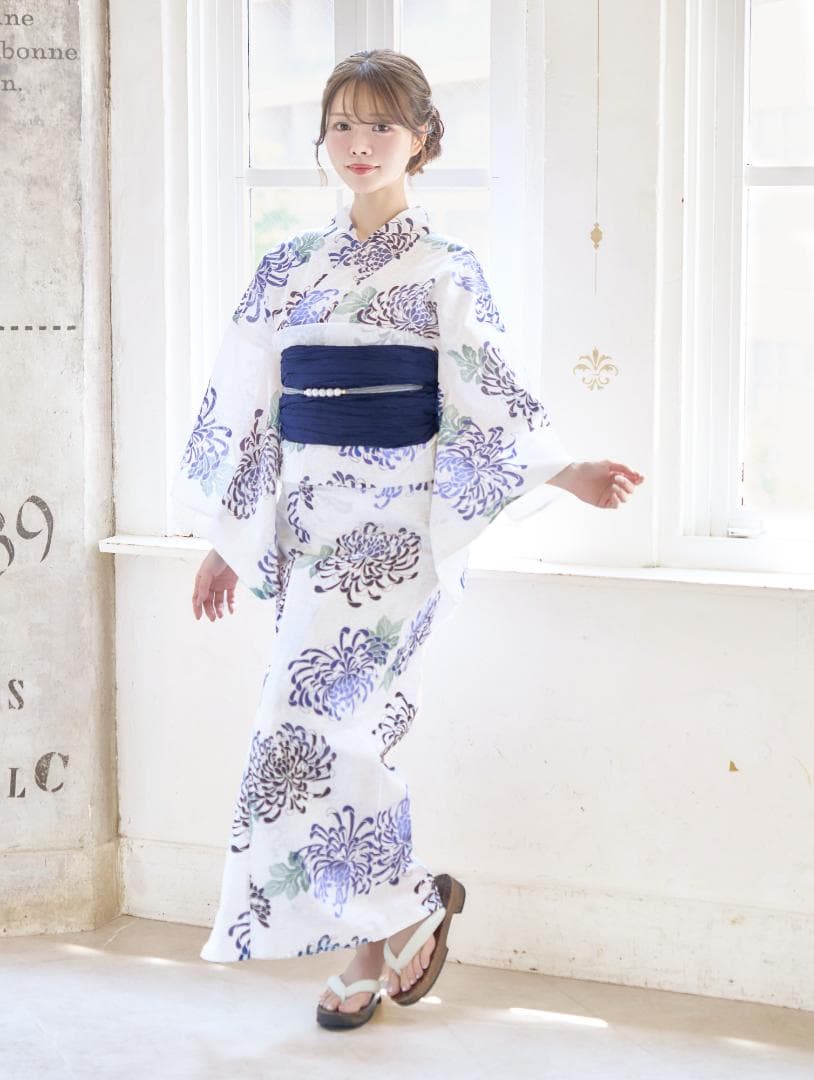 新品 浴衣 セット 浴衣セット ゆかた レディース 大人 白 紫 Y5-26