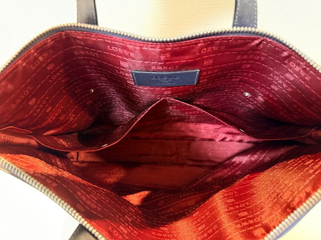 ロエベ ビジネスバッグ トレド アナグラム ロゴ A4可 レザー ネイビー