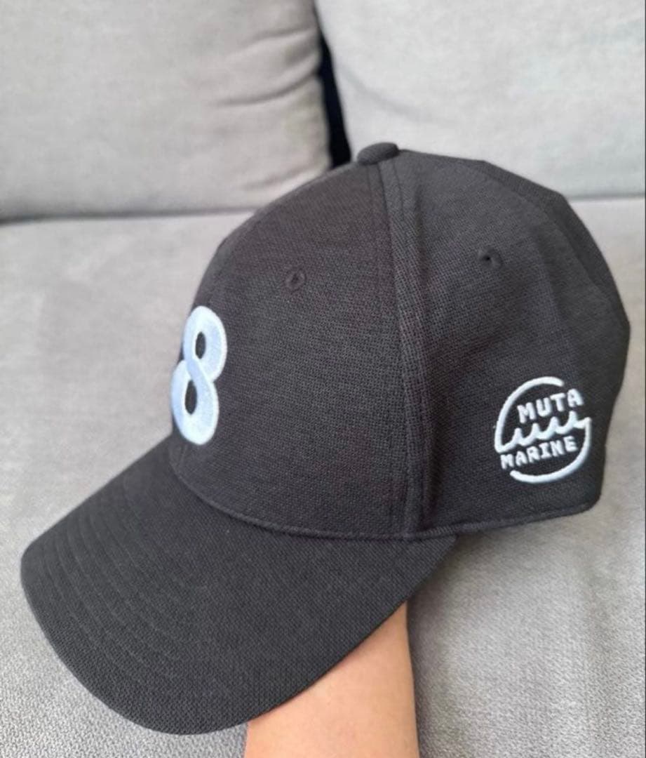 MUTA MARINE 黒 キャップ 数字8刺繍