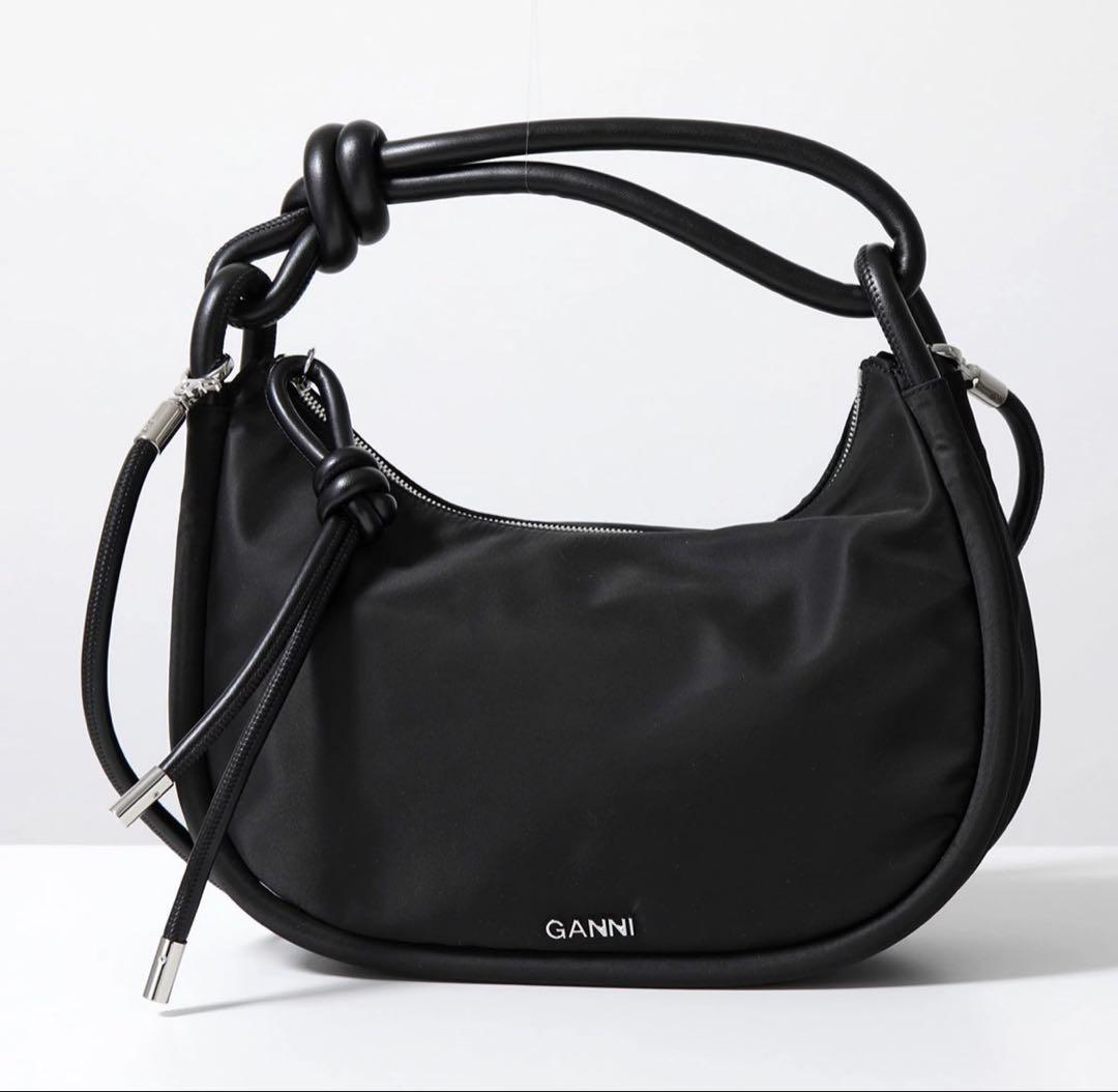 GANNI ガニー ハンドバッグ Knot Baguetteブラック