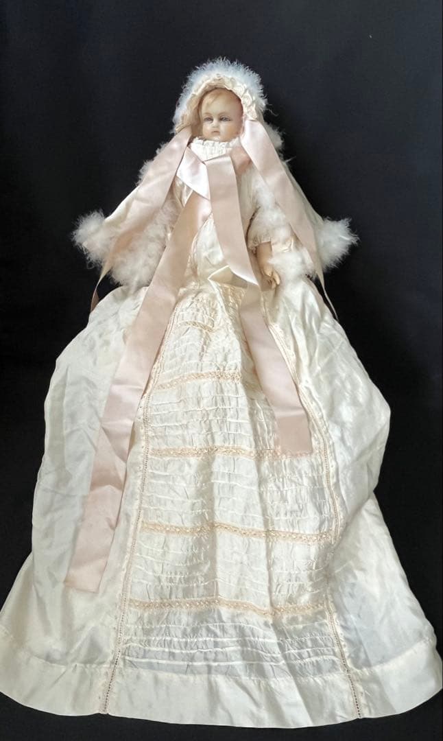 アンティーク英国製 希少ワックスドール 当時物ビスクドールレトロ人形ブロカント