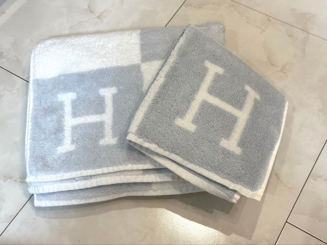 新品未使用　エルメス　アヴァロン　タオル　セット　ブルー