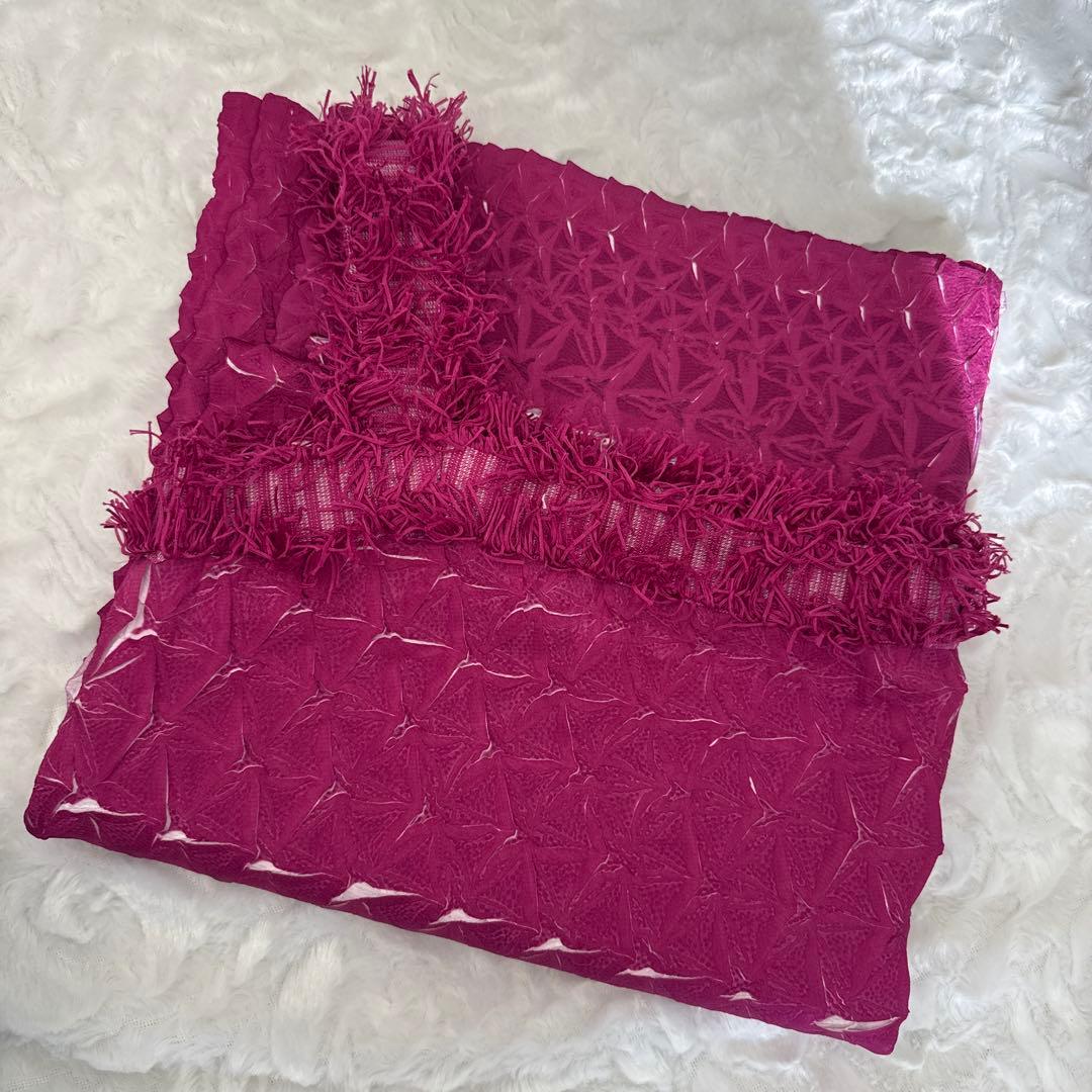 イッセミヤケ　ピンクパープル フリル付きキャミソール