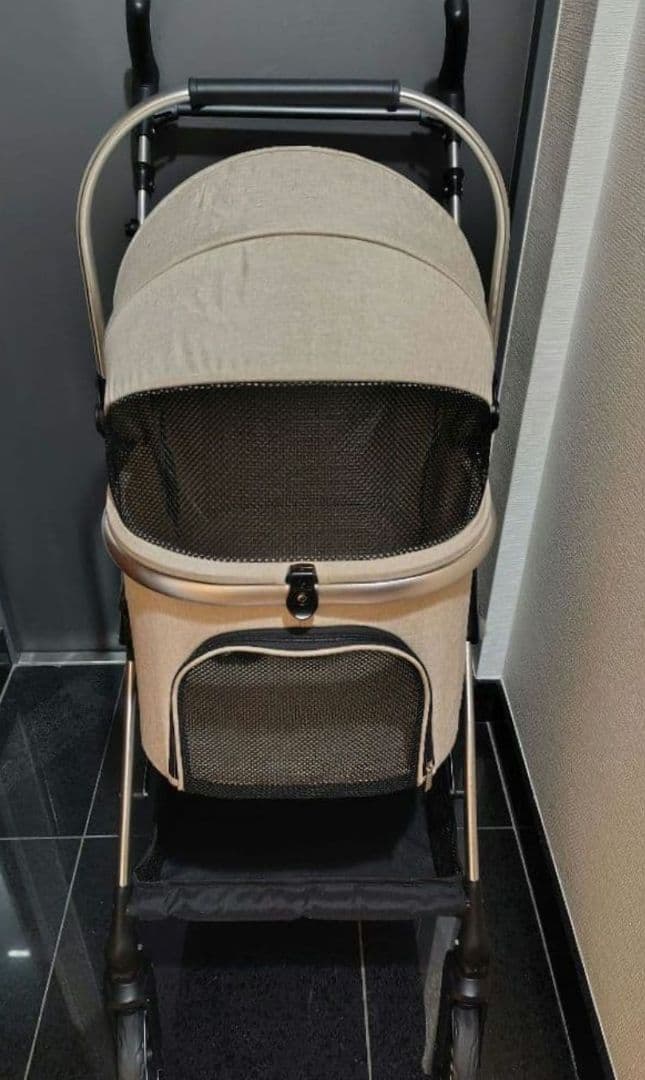 期間限定価格　bow＆mew　分離　自立　ペットカート　ベージュ　クッション付
