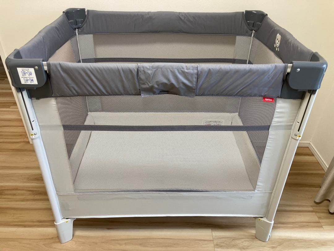 Aprica ココネルエアープラスAB グレー 折りたたみ式ベビーベッド