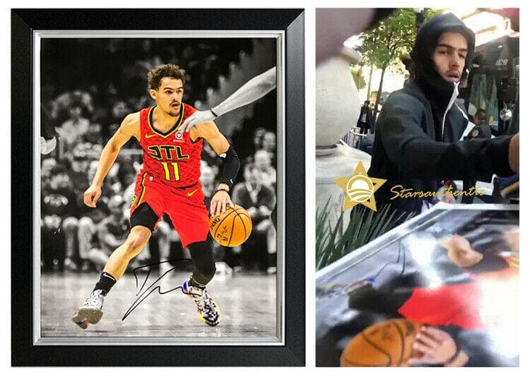 直筆サイン入り写真 トレイ・ヤング アトランタ・ホークス/フレーム別/SA鑑定済