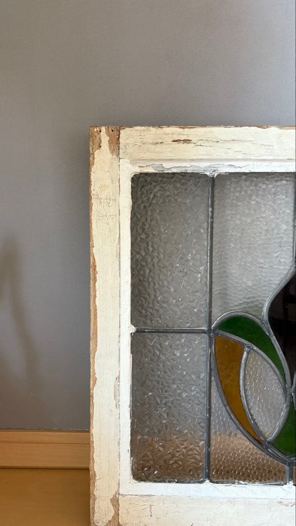 イギリスアンティーク ステンドグラス 窓枠 アンティーク　シャビーシック