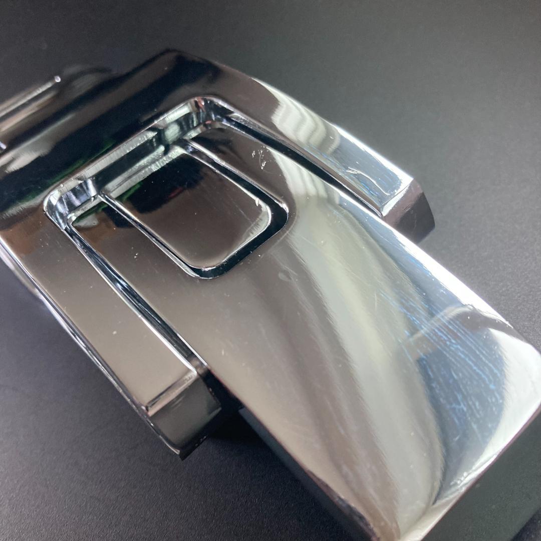 アウトレット品 パワーベルト レバーアクション 本革 白ベルト 可変式 光沢銀