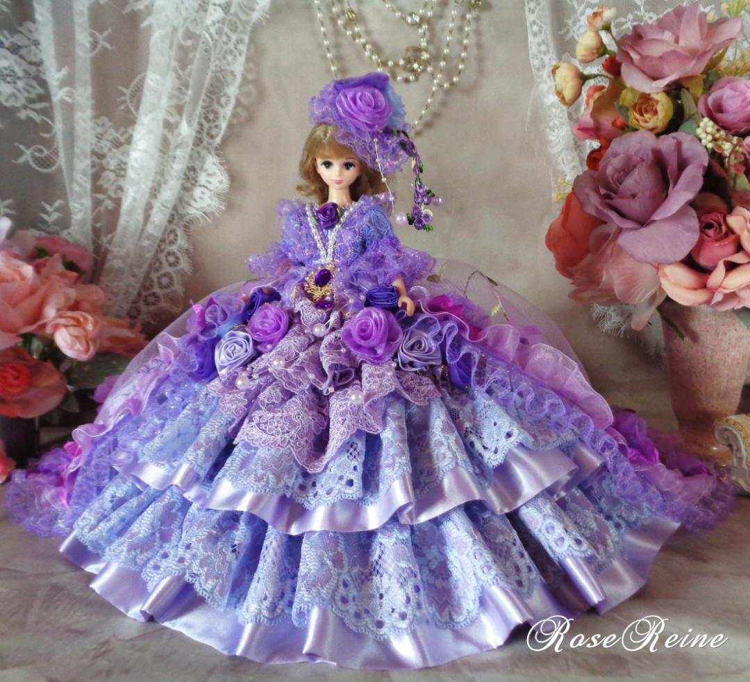 K様ご予約品 アンネローゼ王妃 パープルグラデーションボリュームフリルドレス