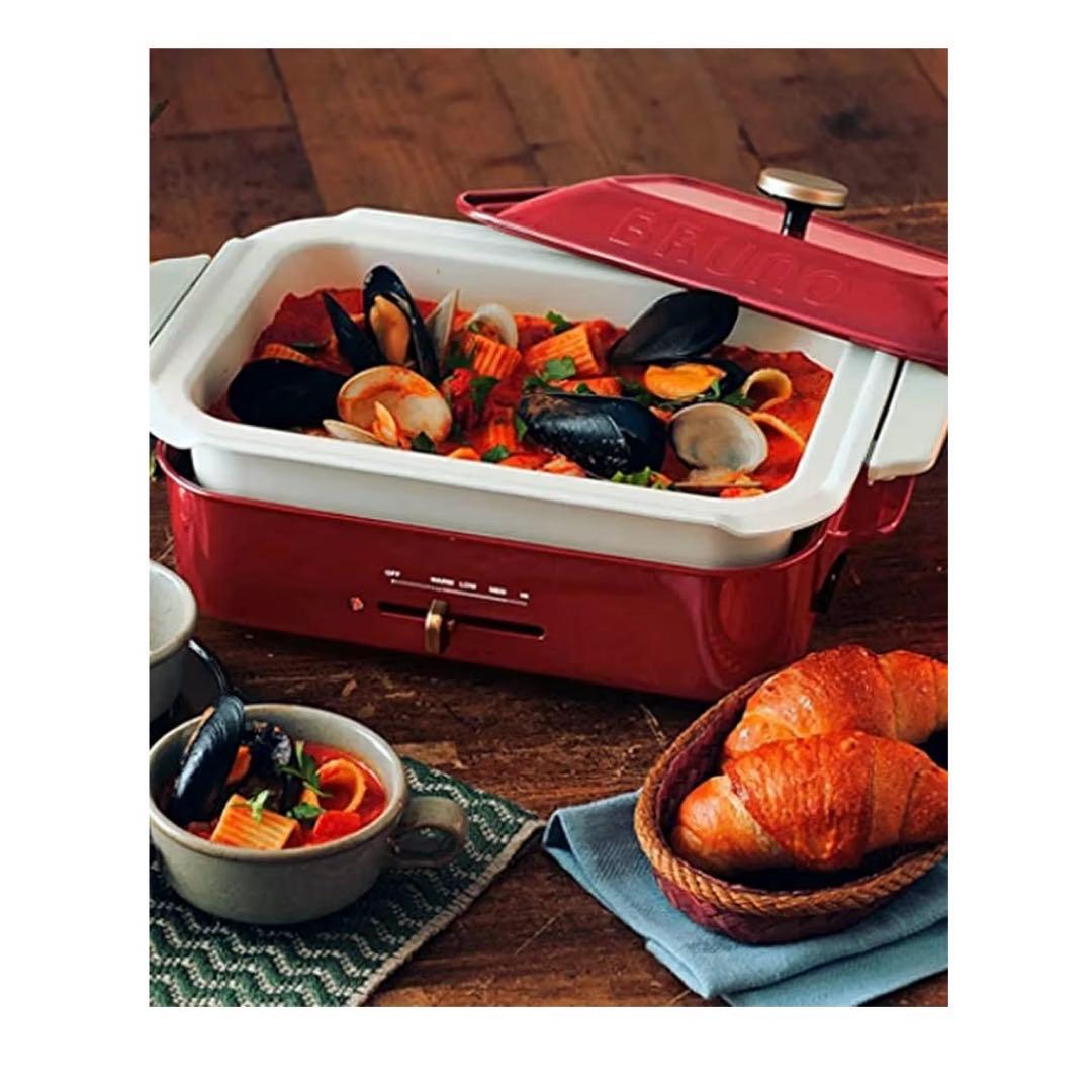 BRUNO ブルーノ コンパクトホットプレート 白 専用深鍋セット