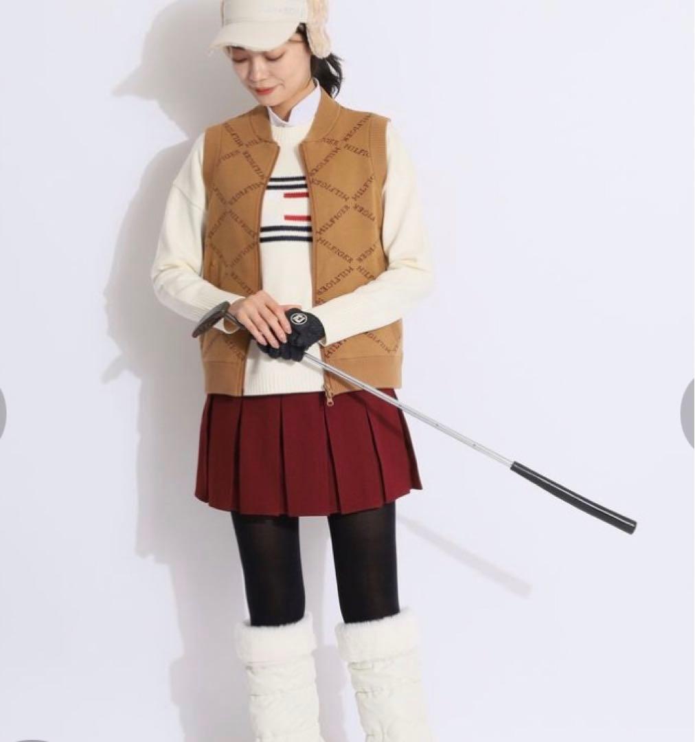 トミー ヒルフィガー ゴルフ2WAYネックモノグラムジャカードニットベスト