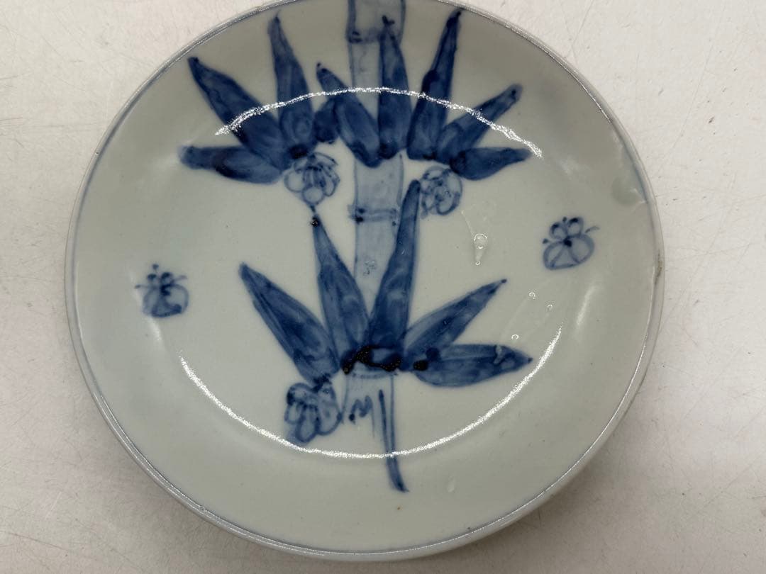 中国　清時代　染付　竹紋小皿5点　成化年製　新渡　送料込み251101