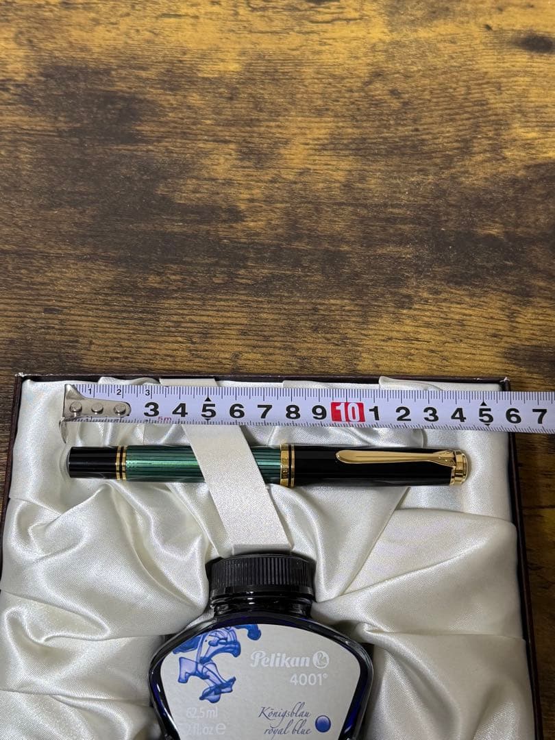 試筆のみ　M800 18c ゴールド　M ペリカン　万年筆　緑縞　バイカラー
