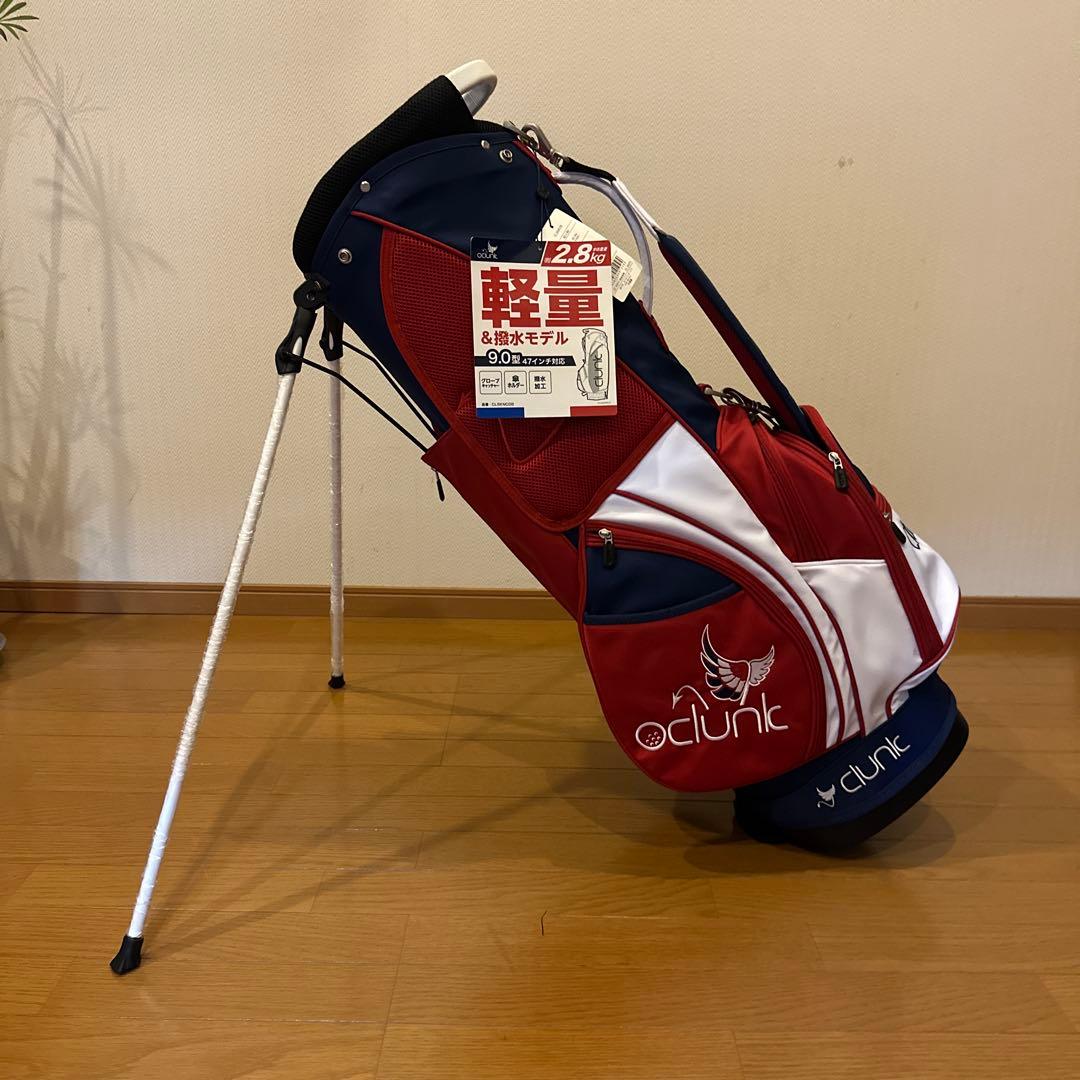 oclunk 軽量撥水ゴルフバッグ 9.0型 RD×WH