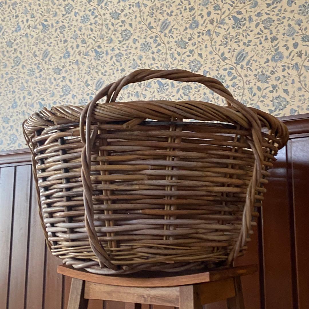 フランス アンティーク　籐籠　ラタン バスケット　アルデンヌ製　パニエ　大型