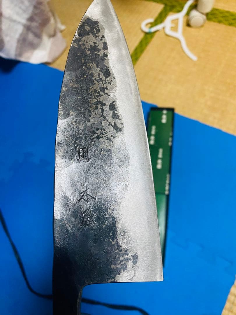 木屋出刃　青い紙　本水牛角