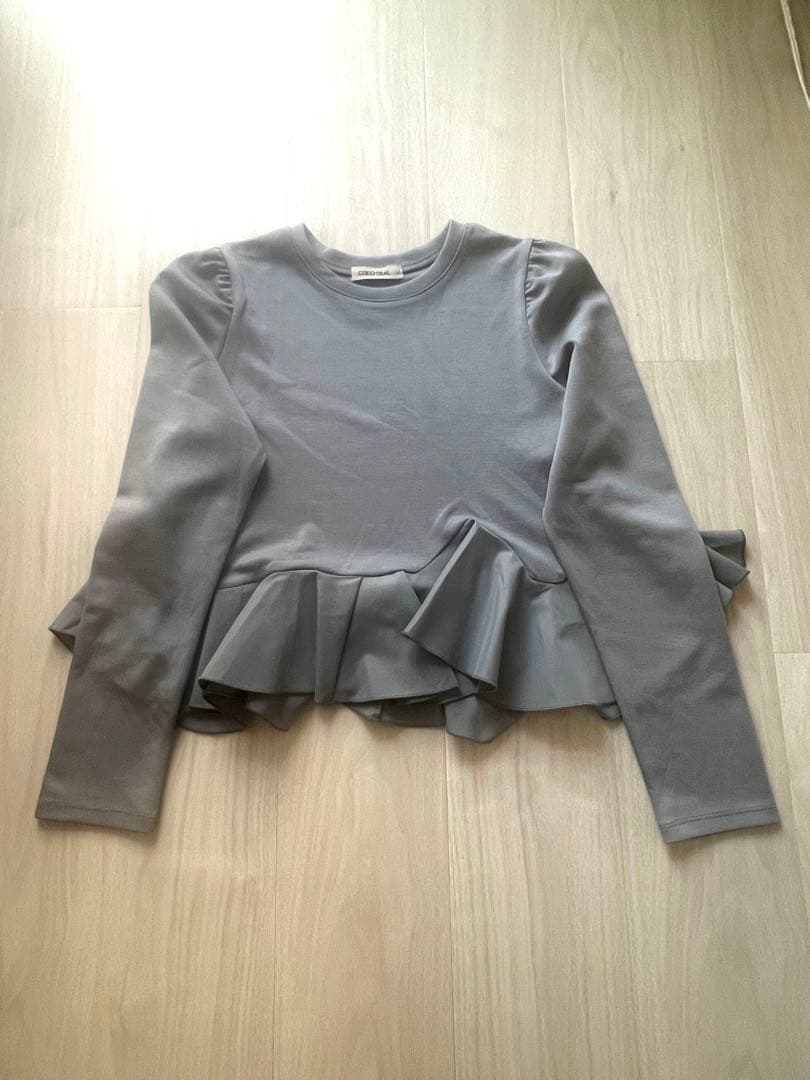 COCO DEAL アシメペプラムブラウス　ブルーグレー