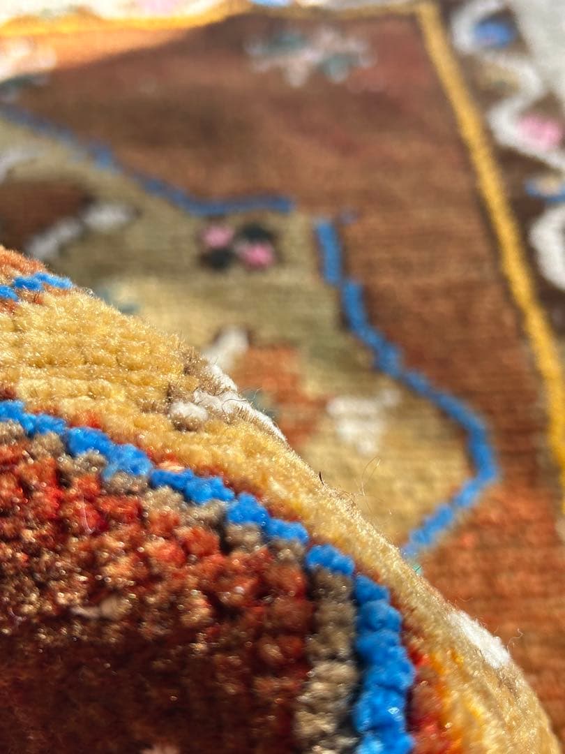 レア柄　トルコ　ヴィンテージ　ラグ　トルコラグ　ウール　モコモコ