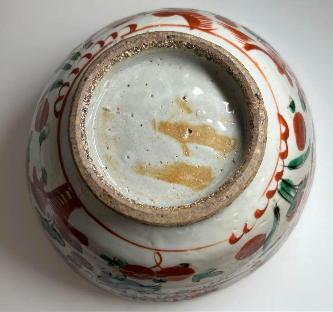 中国明時代　明代の大椀　果物鉢　南京赤絵大壷　置物　アンティーク　骨董　飾り物