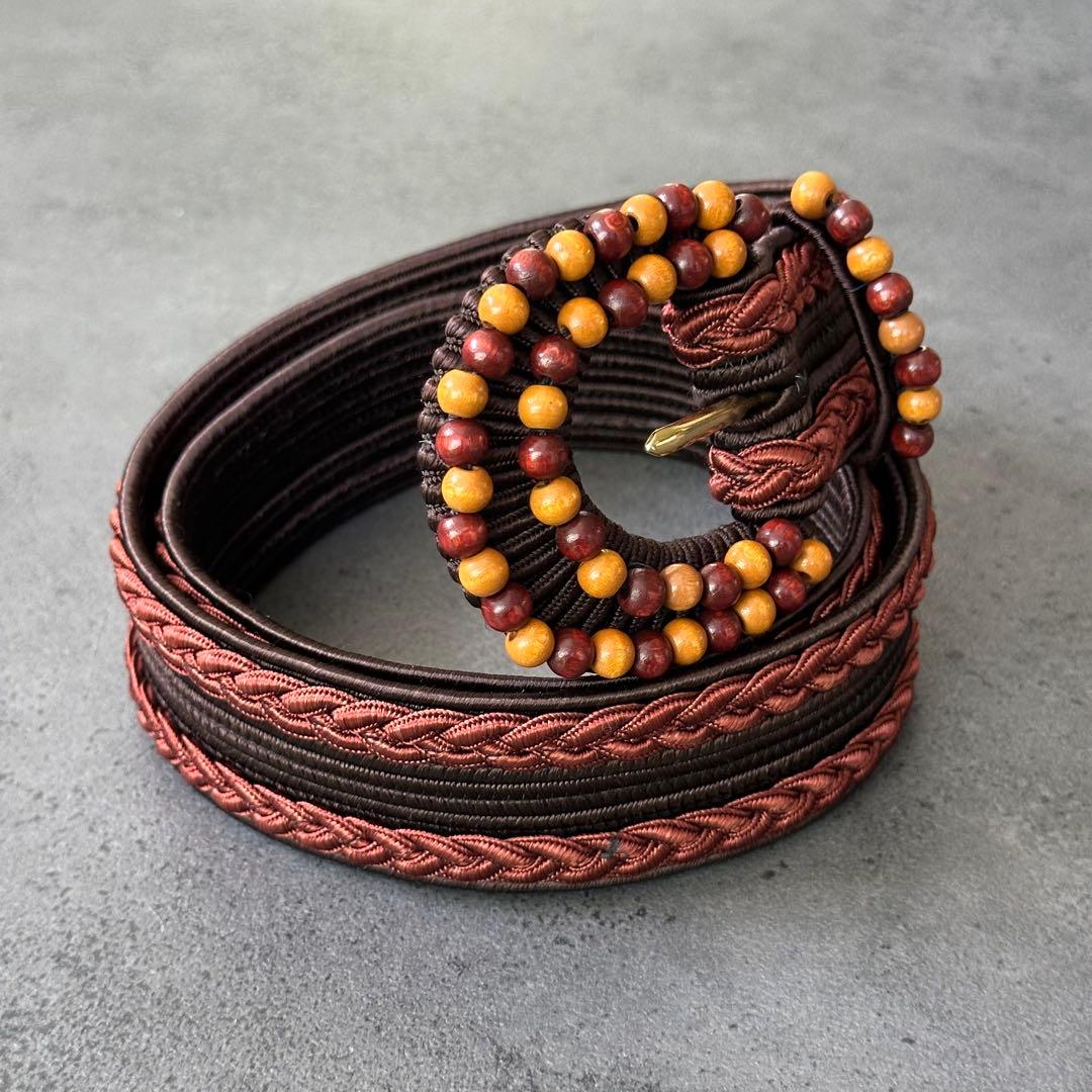 超希少✨イヴ・サンローラン　リヴ・ゴーシュ　ヴィンテージ　織ベルト　ブラウン