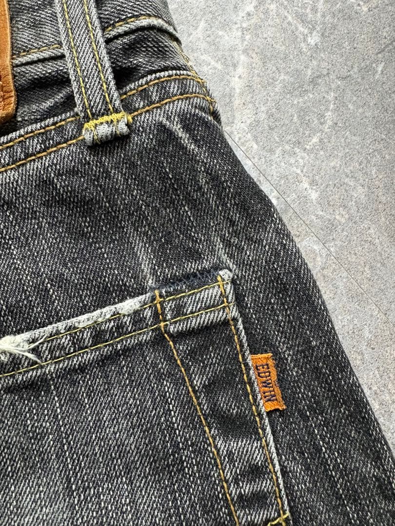パンツ EDWIN selvage wide black denim pants W32
