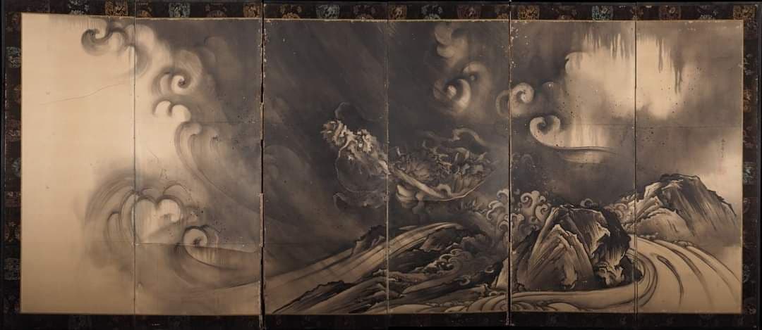 北島勝永　雲龍図　屏風　貴重品