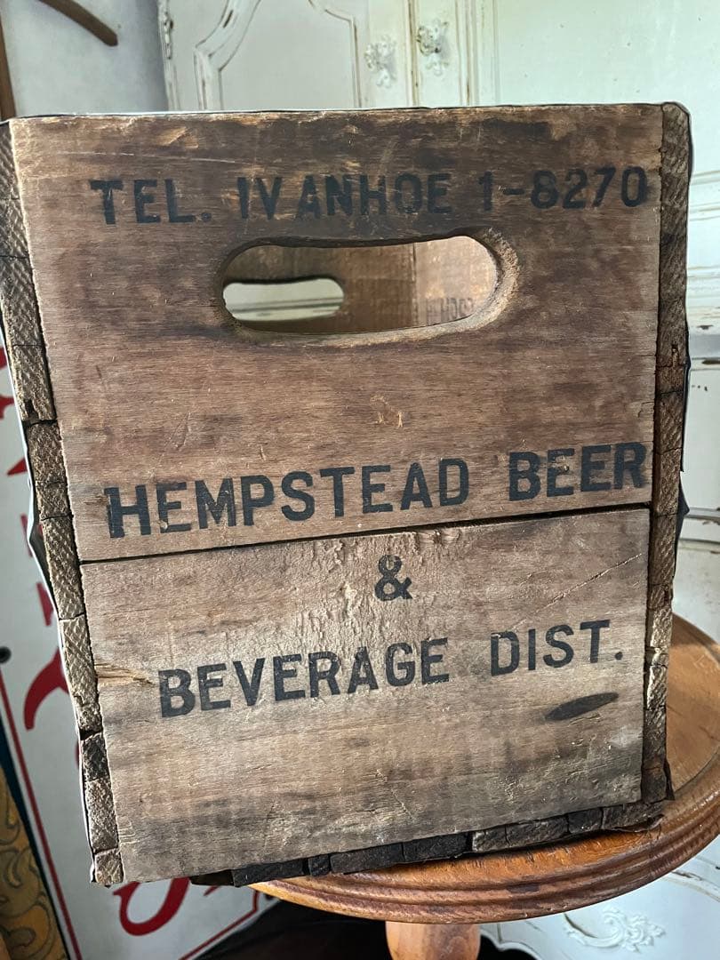 878仕切り付　木箱　ウッドボックス　箱　アメリカ　ボトルホルダー　レア