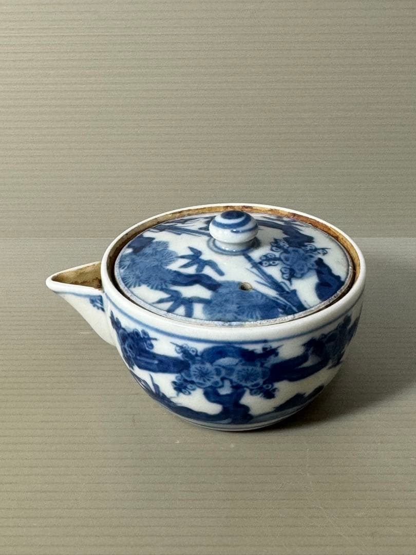 2385 九谷焼　染付青花　松竹梅　宝瓶　時代物