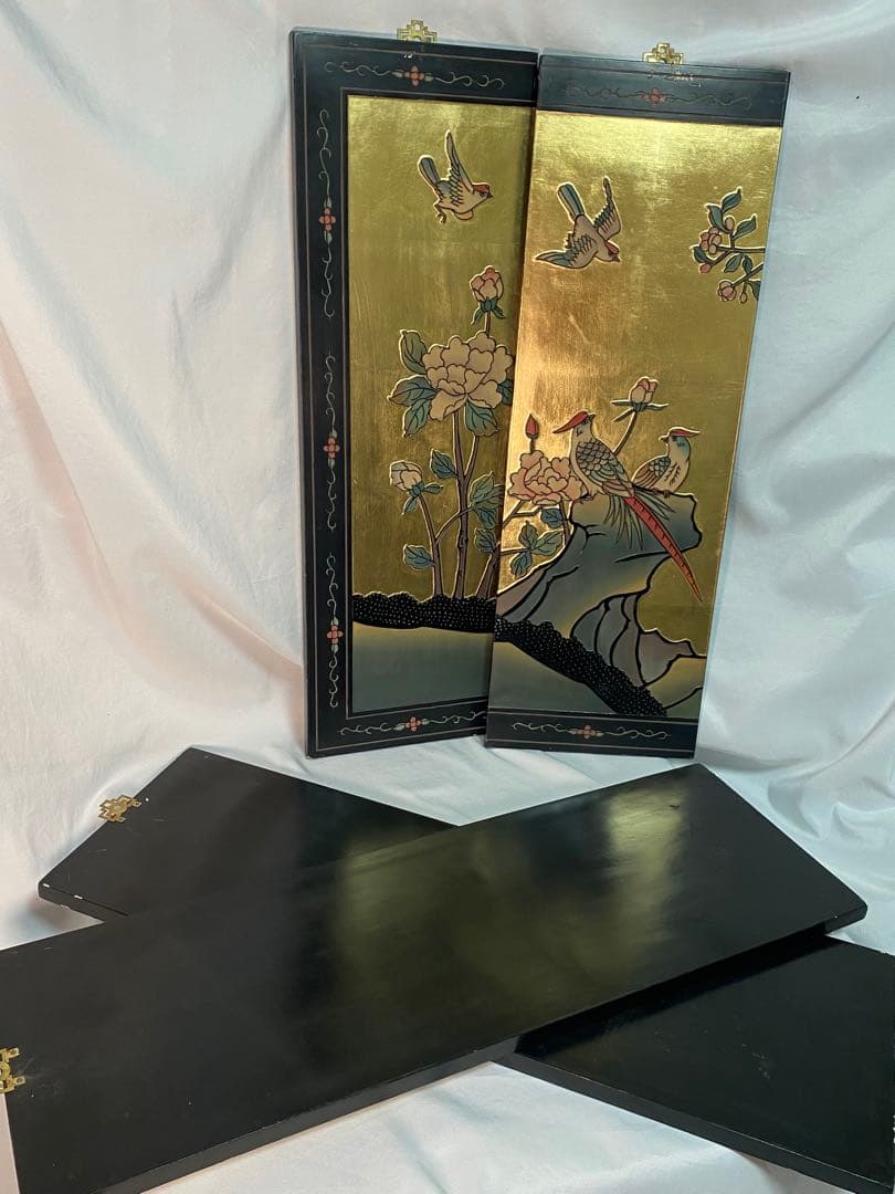 2802❣️ 中国　金屏風　アンティーク