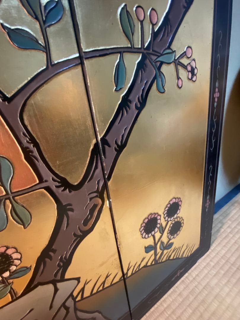 2802❣️ 中国　金屏風　アンティーク