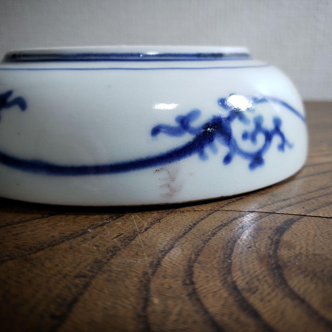 なます皿　古伊万里　染付　江戸　花唐草　五弁花　蛇の目　渦福　イ号　訳あり