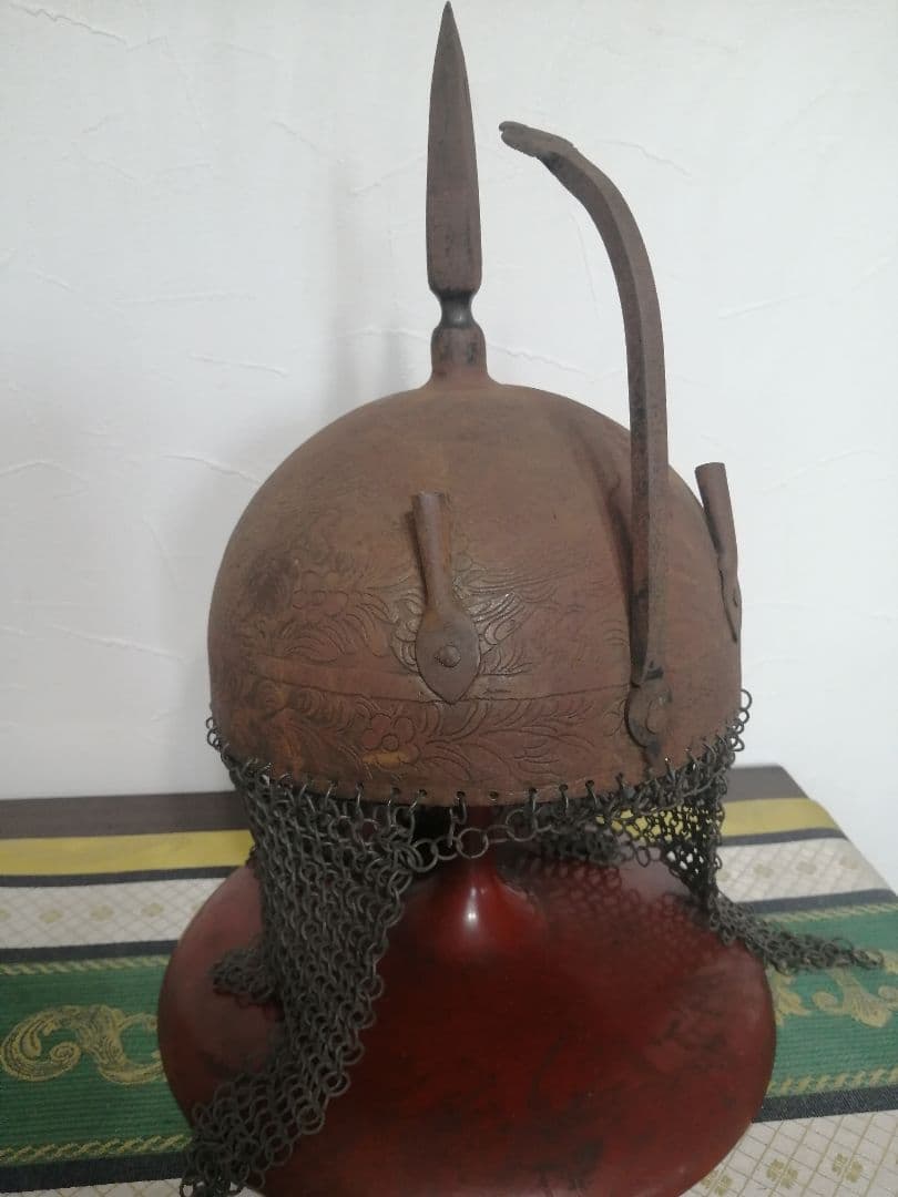 時代 蒙古軍 鉄地鎖帷子付 モンゴル 兜
