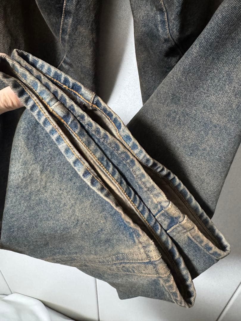 パンツ nvrfrgt 3D Twisted Wide Leg Jeans