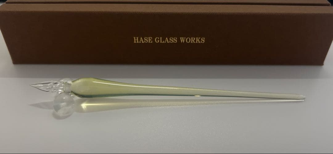 【値下げ】HASE硝子工房　ガラスペン イエローグリーン