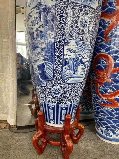 青白陶器花瓶 約1.5m