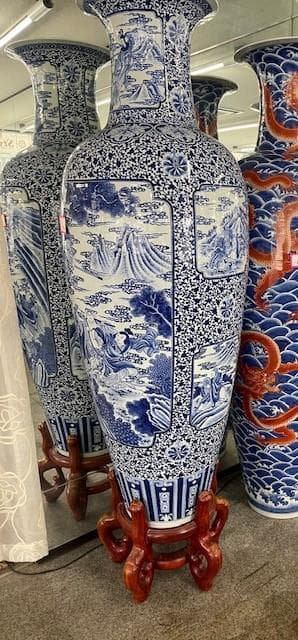 青白陶器花瓶 約1.5m